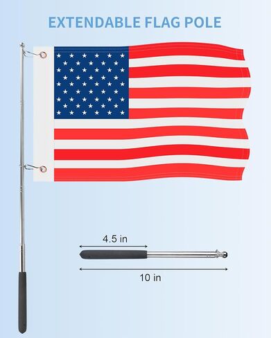 علم القارب الأمريكي، حامل علم القارب البرتقالي 48 بوصة علم التزلج على الماء قابل للتعديل سارية علم القارب لقضبان مستديرة ومربعة عائمة مقاس 0.59-2 بوصة، علم الكاياك مع علم بديل للسباحين ومتصفحي الأمواج in Kuwait