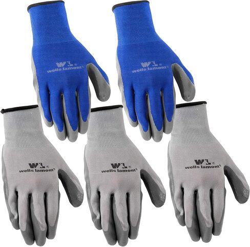 5-Pair Pack Wells Lamont Nitrile Work Gloves | Lightweight, Abrasion Resistant | Large (580LA), Grey in Saudi Arabia