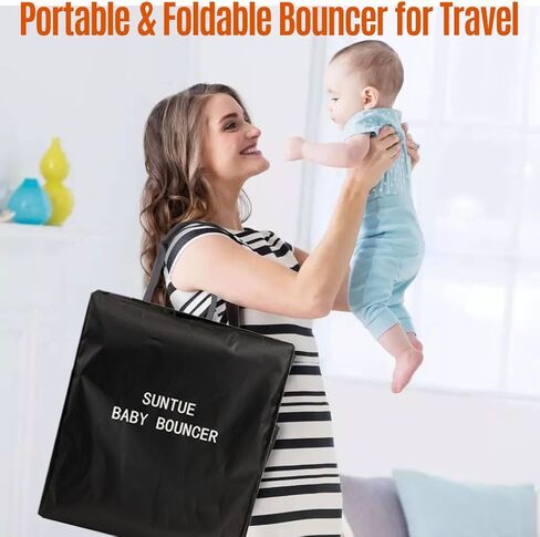 مركز أنشطة كرسي هزاز للأطفال، مقعد هزاز محمول للأطفال من عمر 0 ​​إلى 12 شهرًا، كرسي هزاز طبيعي للرضع مع حقيبة حمل. in Kuwait