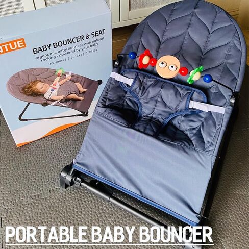 مركز أنشطة كرسي هزاز للأطفال، مقعد هزاز محمول للأطفال من عمر 0 ​​إلى 12 شهرًا، كرسي هزاز طبيعي للرضع مع حقيبة حمل. in Kuwait