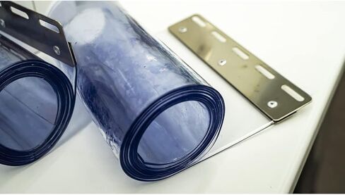 طقم ستائر شريطية من مادة PVC مقاس 1 × 2 متر في غرفة التبريد والمستودعات، بلاستيك شفاف من الفينيل مع 5 شرائح (سُمك 2 مم وعرض 200 مم)، وقضبان ومشابك من الفولاذ المقاوم للصدأ in Saudi Arabia