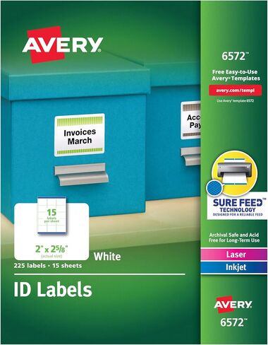 ملصقات تعريف Avery، تقنية التغذية المؤكدة، لاصق دائم، 2 بوصة × 2-5/8 بوصة، 5 عبوات (6572) in Saudi Arabia