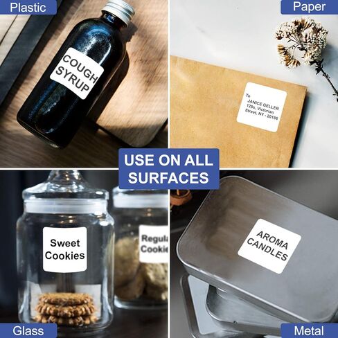 ملصقات طابعة مربعة بيضاء غير لامعة مقاس 1.5 × 1.5 بوصة، 4800 ملصق، ليزر ونفث الحبر، لاصق قوي، متوافق مع قالب Avery 22805 من TYH Supplies in Kuwait