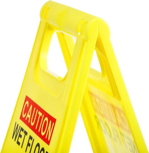 4 Pack Caution Wet Floor Sign, 24 Inch Slippery When Wet Sign, 2 Sided Bilingual Folding A-Frame Sign for Commercial Use, Yellow in Saudi Arabia