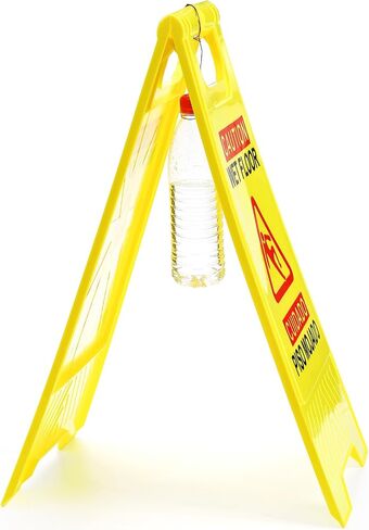 4 Pack Caution Wet Floor Sign, 24 Inch Slippery When Wet Sign, 2 Sided Bilingual Folding A-Frame Sign for Commercial Use, Yellow in Saudi Arabia