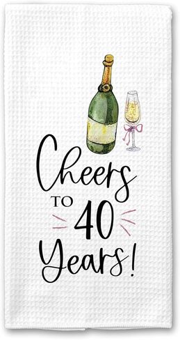 Cheers Birthday Towel | 10th, 20th, 30th, 40th Birthday, 50th Birthday, 60th, 70th Birthday | Anniversay Party Decor Hostess Gift Celebration Champagne (60 Years) in Kuwait