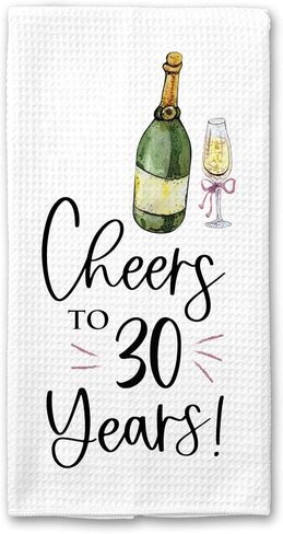 Cheers Birthday Towel | 10th, 20th, 30th, 40th Birthday, 50th Birthday, 60th, 70th Birthday | Anniversay Party Decor Hostess Gift Celebration Champagne (60 Years) in Kuwait