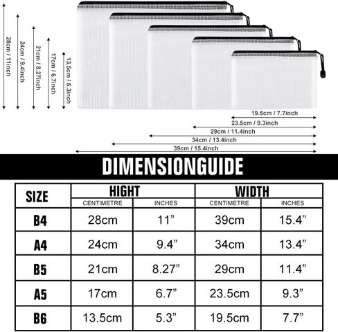 YGEOMER 10 أكياس أكياس شبكية بسحاب، حقيبة شفافة لتخزين الألعاب وحقيبة مستندات مقاومة للماء، متعددة الأغراض للوازم المكتبية ومستحضرات التجميل وإكسسوارات السفر in Kuwait