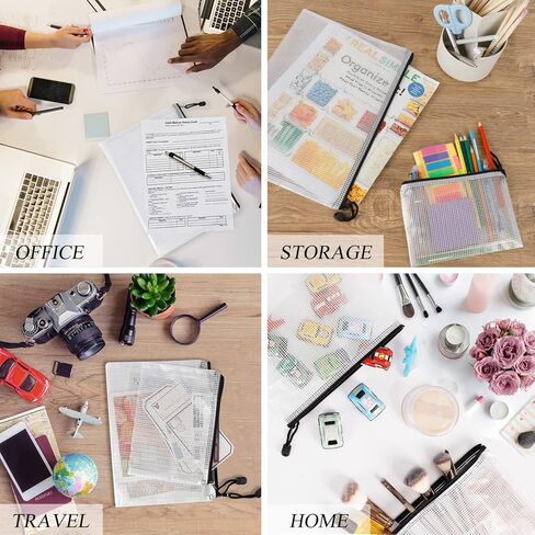 YGEOMER 10 أكياس أكياس شبكية بسحاب، حقيبة شفافة لتخزين الألعاب وحقيبة مستندات مقاومة للماء، متعددة الأغراض للوازم المكتبية ومستحضرات التجميل وإكسسوارات السفر in Kuwait