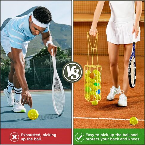 قادوس كرة البيسبول وكرة التنس المحمولة لسهولة الالتقاط، سلة تنس قابلة للطي لالتقاط الكرات، حامل كرة كرة البيسبول المعدنية لالتقاط وتخزين 16 كرة مخلل أو 24 كرة تنس in Kuwait