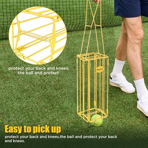قادوس كرة البيسبول وكرة التنس المحمولة لسهولة الالتقاط، سلة تنس قابلة للطي لالتقاط الكرات، حامل كرة كرة البيسبول المعدنية لالتقاط وتخزين 16 كرة مخلل أو 24 كرة تنس in Kuwait
