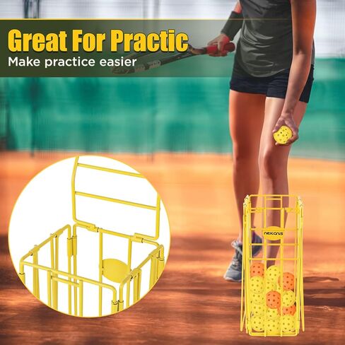 قادوس كرة البيسبول وكرة التنس المحمولة لسهولة الالتقاط، سلة تنس قابلة للطي لالتقاط الكرات، حامل كرة كرة البيسبول المعدنية لالتقاط وتخزين 16 كرة مخلل أو 24 كرة تنس in Kuwait