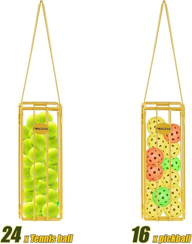 قادوس كرة البيسبول وكرة التنس المحمولة لسهولة الالتقاط، سلة تنس قابلة للطي لالتقاط الكرات، حامل كرة كرة البيسبول المعدنية لالتقاط وتخزين 16 كرة مخلل أو 24 كرة تنس in Kuwait