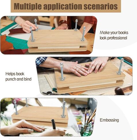 11.6 x 8in Book Press Bookbinding,Bamboo Wood Press for Book Binding,Portable Bookbinding Press for Handmade Bookbinding Tool in Kuwait