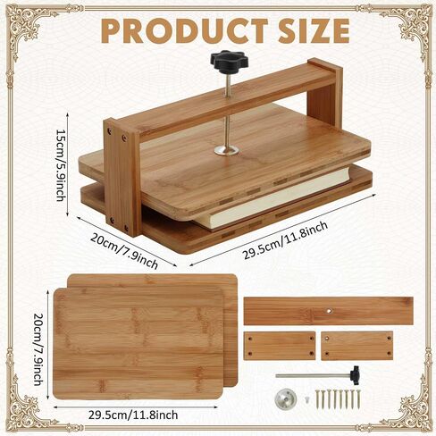 Wooden and Bamboo Book Press 11.61 x 7.68 inch Portable Binding Press Manual Paper Press Flattening Machine Bookbinder Press for Bookbinding Supplies in Saudi Arabia