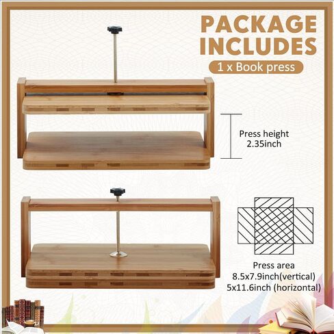 Wooden and Bamboo Book Press 11.61 x 7.68 inch Portable Binding Press Manual Paper Press Flattening Machine Bookbinder Press for Bookbinding Supplies in Saudi Arabia