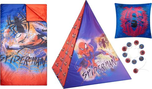 Idea Nuova Spiderman 4 Piece Tee Pee Slumber Set with Pillow and String Lights in Saudi Arabia