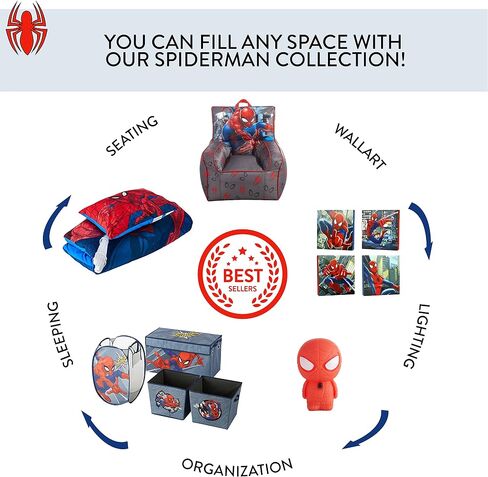 Idea Nuova Spiderman 4 Piece Tee Pee Slumber Set with Pillow and String Lights in Saudi Arabia