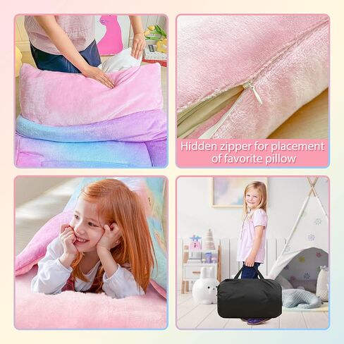 حقيبة نوم للأطفال للبنات والأولاد بألوان قوس قزح ووحيد القرن للأطفال الصغار، حقيبة نوم سميكة من الصوف للأطفال الصغار، بساط قيلولة لمرحلة ما قبل المدرسة، وحقيبة نوم رياض الأطفال، كيس نوم in Kuwait