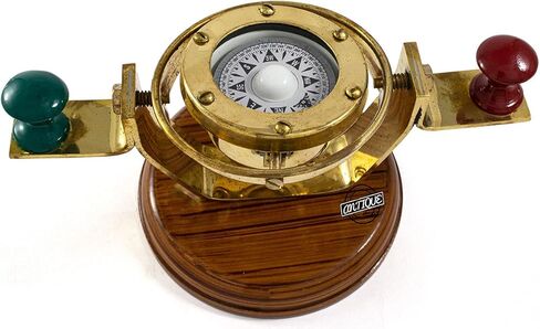 سفينة/قارب بحري AV بوصلة Binnacle Gimbals على مقتنيات قاعدة خشبية (هدية للرجال/النساء) (ديكور عتيق) in Kuwait