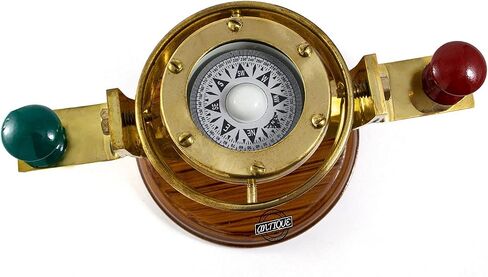 سفينة/قارب بحري AV بوصلة Binnacle Gimbals على مقتنيات قاعدة خشبية (هدية للرجال/النساء) (ديكور عتيق) in Kuwait