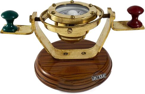 سفينة/قارب بحري AV بوصلة Binnacle Gimbals على مقتنيات قاعدة خشبية (هدية للرجال/النساء) (ديكور عتيق) in Kuwait