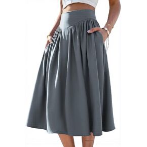 تنانير للنساء بطول متوسط ​​2025 تنورة صيفية كلاسيكية طويلة بطيات على شكل حرف A in Kuwait