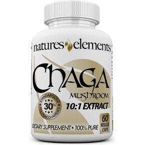 Natures Elements Chaga Mushroom – Pack of 3 – 10:1 Extract with 30% Polysaccharides – 1000mg Per Serving – 180 Veggie Capsules – Immune Support – Super Antioxidant – 3 Month Supply in Saudi Arabia