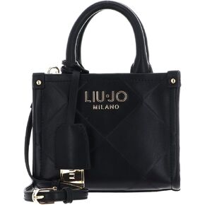 Liu Jo Handbag, 18 x 14.5 x 10.5 cm, Black Faux Leather with Metallic Logo, Adjustable Shoulder Strap, Black in Saudi Arabia