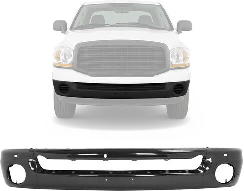 KUAFU Front Bumper Face Bar Compatible with 2003-2010 Dodge Ram 1500 2500 3500 Bumper Cover Impact Bar w/Fog Light Holes Replace for 55077946AA 55077946AB 55077103ABCH1002383 CH1002373 Chrome Silvery in Saudi Arabia