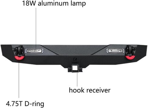 المصد الخلفي VIJAY يناسب 2007-2018 Wrangler JK/JKU مع أضواء LED وحلقة على شكل حرف D in Kuwait