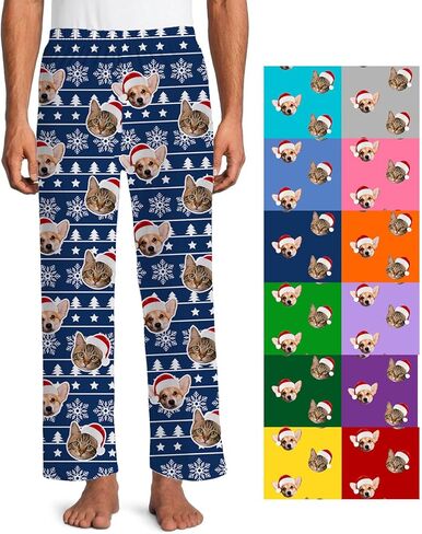 Custom Face Pajama Pants for Couple,Personalized Hearts Pajama Bottoms Sleepwear Gift for Men Women Christmas Anniversary in Kuwait