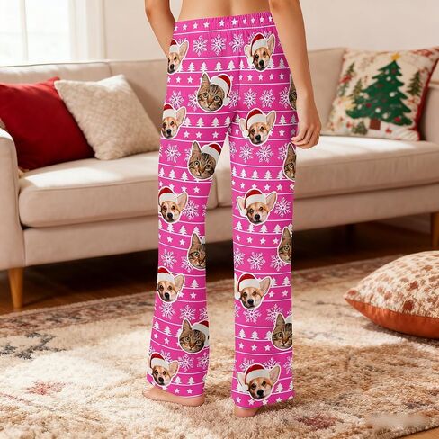 Custom Face Pajama Pants for Couple,Personalized Hearts Pajama Bottoms Sleepwear Gift for Men Women Christmas Anniversary in Kuwait