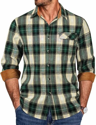 COOFANDY Mens Flannel Shirts Long Sleeve Button Down Shirt Casual Shirts Work Shirts for Men in Saudi Arabia