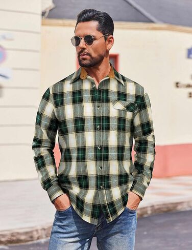 COOFANDY Mens Flannel Shirts Long Sleeve Button Down Shirt Casual Shirts Work Shirts for Men in Saudi Arabia