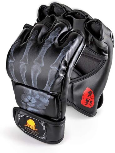 ZooBoo MMA Gloves, Half-Finger Boxing Fight Gloves MMA Mitts with Adjustable Wrist Band for Sanda Sparring Punching Bag Training (One Size Fits Most) in Saudi Arabia