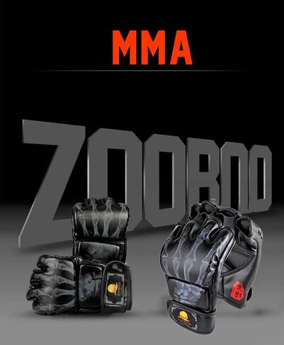 ZooBoo MMA Gloves, Half-Finger Boxing Fight Gloves MMA Mitts with Adjustable Wrist Band for Sanda Sparring Punching Bag Training (One Size Fits Most) in Saudi Arabia