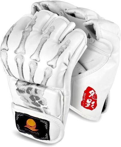 ZooBoo MMA Gloves, Half-Finger Boxing Fight Gloves MMA Mitts with Adjustable Wrist Band for Sanda Sparring Punching Bag Training (One Size Fits Most) in Saudi Arabia