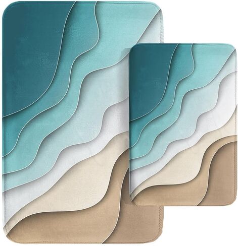 Britimes Bathroom Rug Mat Set of 2,Bathroom Mats Rugs No Silp sea Turtle Teal Ocean Bath Mat Bathroom Decorations Carpets 16x24 and 20x32 Inches for Kitchen Bedroom Indoor in Kuwait