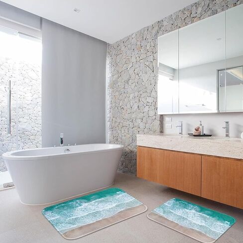 Britimes Bathroom Rug Mat Set of 2,Bathroom Mats Rugs No Silp sea Turtle Teal Ocean Bath Mat Bathroom Decorations Carpets 16x24 and 20x32 Inches for Kitchen Bedroom Indoor in Kuwait