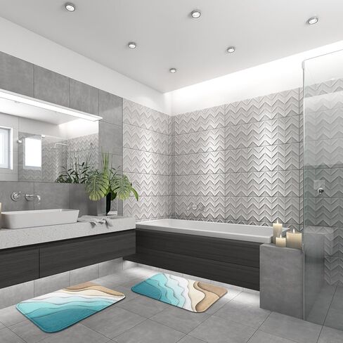 Britimes Bathroom Rug Mat Set of 2,Bathroom Mats Rugs No Silp sea Turtle Teal Ocean Bath Mat Bathroom Decorations Carpets 16x24 and 20x32 Inches for Kitchen Bedroom Indoor in Kuwait