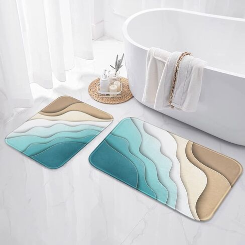 Britimes Bathroom Rug Mat Set of 2,Bathroom Mats Rugs No Silp sea Turtle Teal Ocean Bath Mat Bathroom Decorations Carpets 16x24 and 20x32 Inches for Kitchen Bedroom Indoor in Kuwait