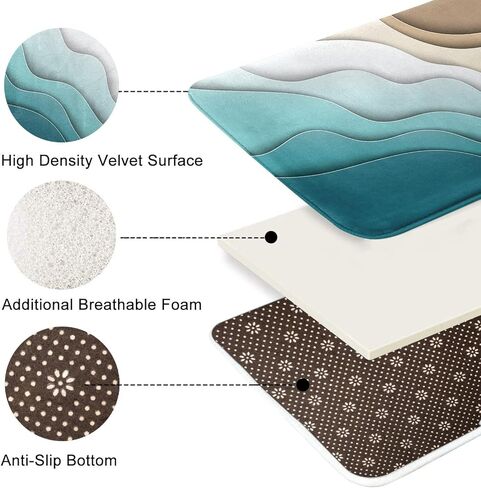 Britimes Bathroom Rug Mat Set of 2,Bathroom Mats Rugs No Silp sea Turtle Teal Ocean Bath Mat Bathroom Decorations Carpets 16x24 and 20x32 Inches for Kitchen Bedroom Indoor in Kuwait
