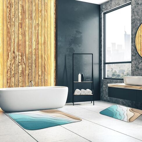 Britimes Bathroom Rug Mat Set of 2,Bathroom Mats Rugs No Silp sea Turtle Teal Ocean Bath Mat Bathroom Decorations Carpets 16x24 and 20x32 Inches for Kitchen Bedroom Indoor in Kuwait