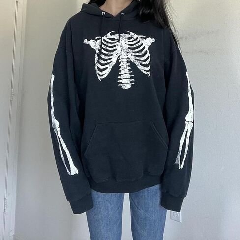Women Men Y2k Hoodie Oversized Long Sleeve Pullover Sweatshirt Goth Grunge Aesthetic Hoodies Vintage Streetwear in Kuwait