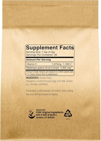 PURE ORIGINAL INGREDIENTS Acerola Cherry Powder 8oz Non-GMO, Gluten Free, Eco-Friendly Packaging in Saudi Arabia