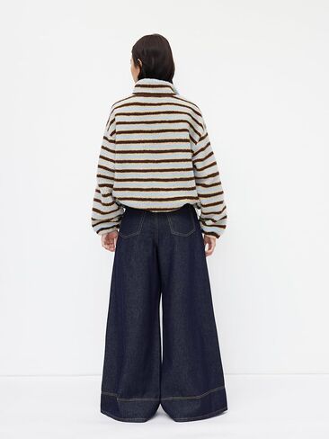 قميص من النوع الثقيل CIDER Fleece Stripe ذو ياقة واقفة ورباط ونصف سحاب in Saudi Arabia