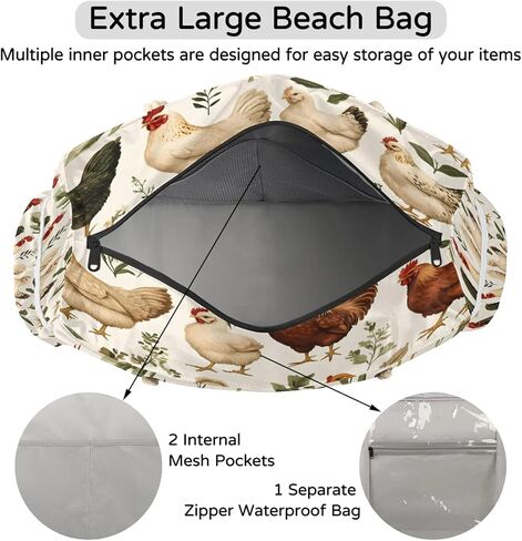 Beach Bags for Women with Zipper Beach Tote Bag Waterproof Sandproof Gym Swim Pool Grocery Travel Bag in Saudi Arabia