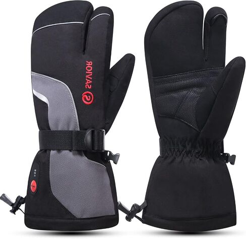 SAVIOR HEAT Heated Ski Mittens 3-Finger Gloves Electric Rechargeable Battery Mitts for Men Women Kids Winter Snowboard Motorcycle Skating Camping Hunting in Saudi Arabia