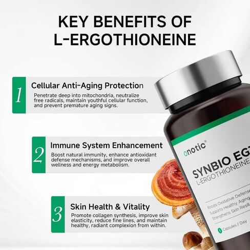 مكمل Ergothioneine 30 مجم كبسولات EGT النقية - مكمل Ergo Mushroom إمداد لمدة 90 يومًا، حماية خلوية ممتازة مضادة للشيخوخة للبالغين، دعم صحة الدماغ والقلب المناعي in Saudi Arabia